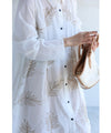 Long shirt tunic with natural leaf embroidery
