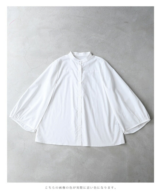 華奢見せ袖スリットシャツブラウス