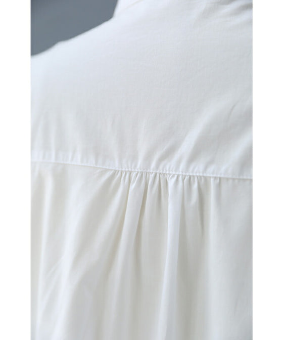 華奢見せ袖スリットシャツブラウス