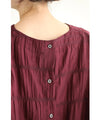 Gathered pullover top with back button
