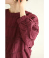 Gathered pullover top with back button