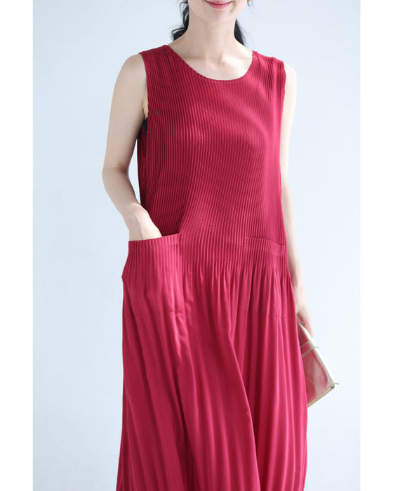 着心地軽やかな切り替えプリーツミディアムワンピース