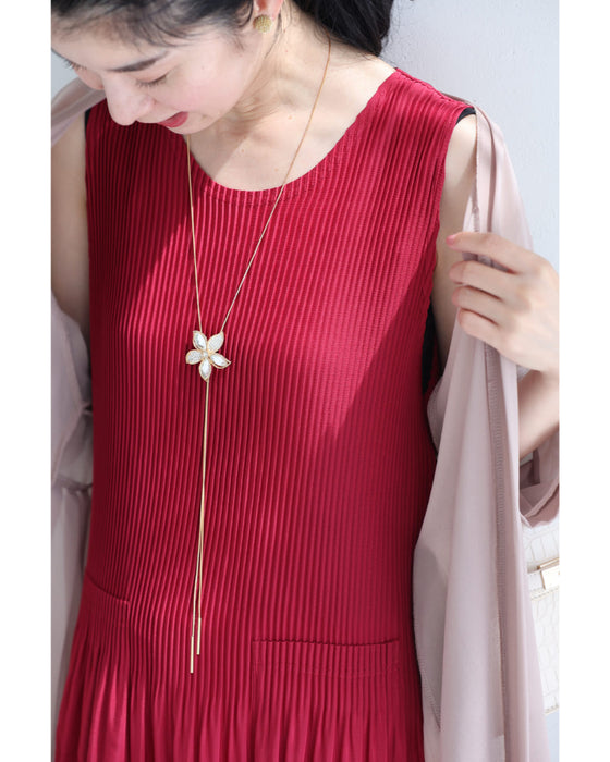 着心地軽やかな切り替えプリーツミディアムワンピース