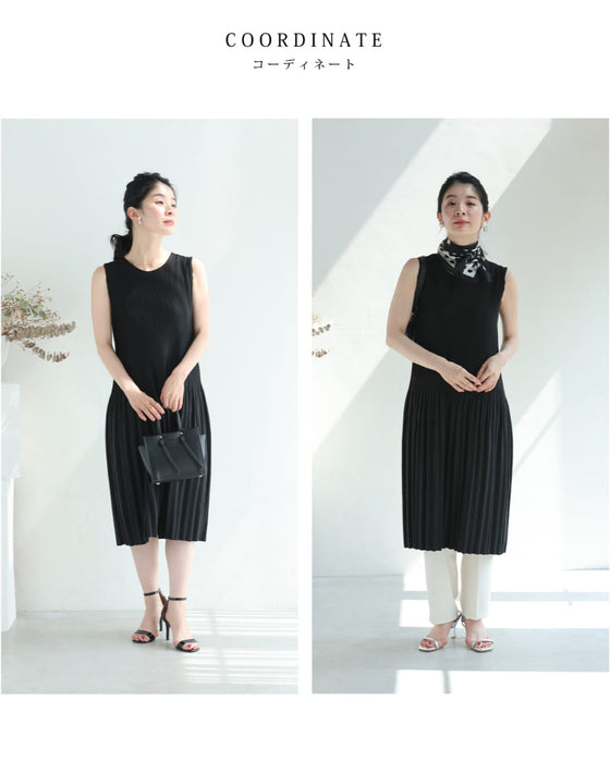 着心地軽やかな切り替えプリーツミディアムワンピース