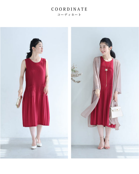 着心地軽やかな切り替えプリーツミディアムワンピース