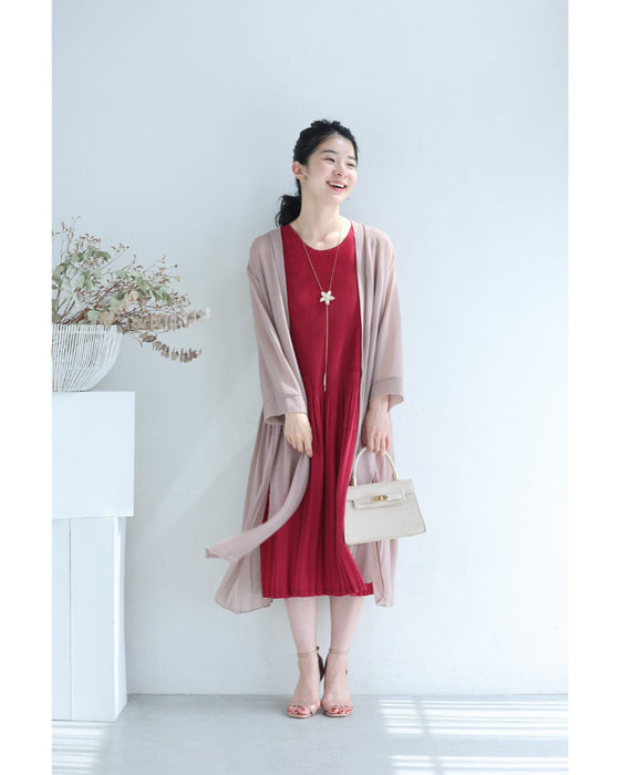 着心地軽やかな切り替えプリーツミディアムワンピース