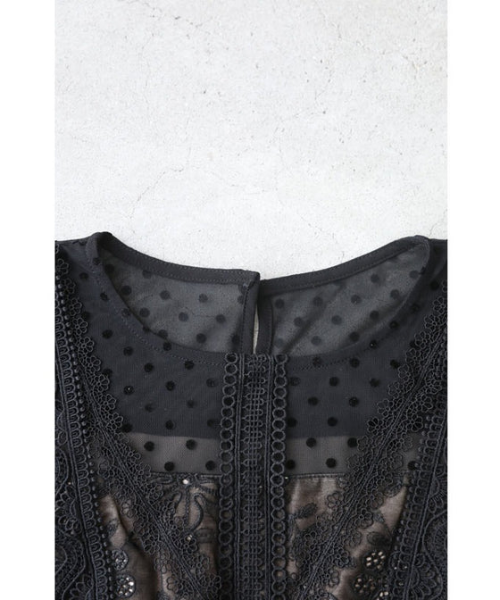 【アウトレット返品交換不可】軽やかなドットと花のシアーベールミディアムワンピース