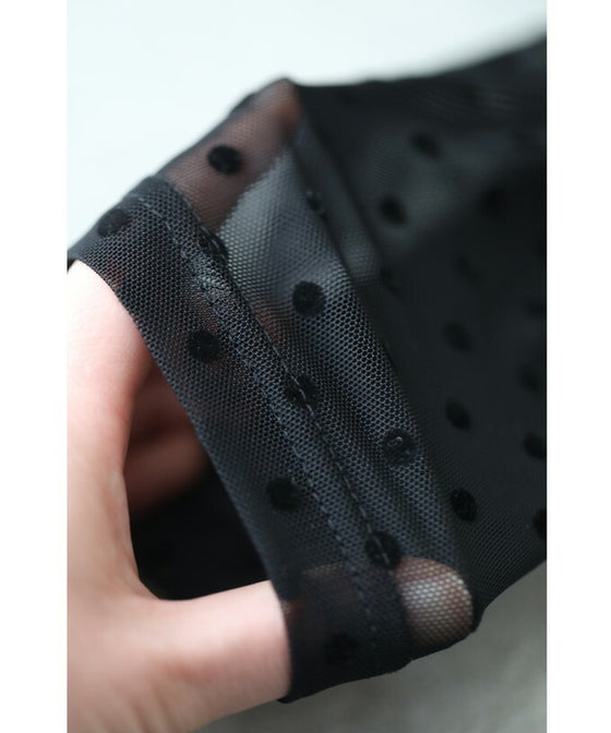 【アウトレット返品交換不可】軽やかなドットと花のシアーベールミディアムワンピース