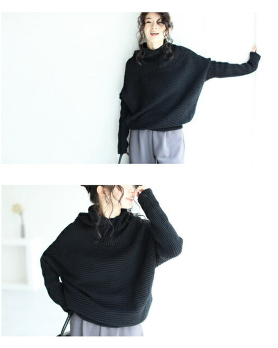 A long knit top with a unique silhouette