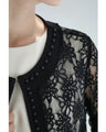 【アウトレット返品交換不可】パールビジューで縁取る涼しい黒花レースジャケット