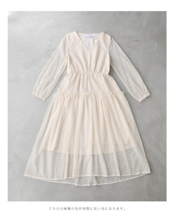 トライアングルで囲むサークルレースミディアムワンピース