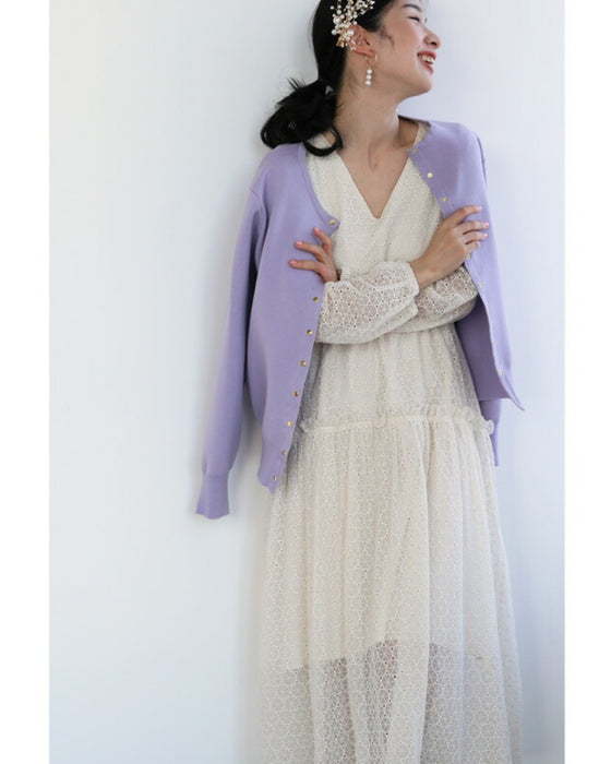 トライアングルで囲むサークルレースミディアムワンピース