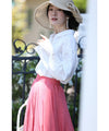 [Outlet products cannot be returned or exchanged] Gauze shirt with mesmerizing embroidery from any angle