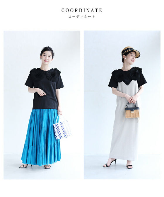 Pleated flowered T-shirt top