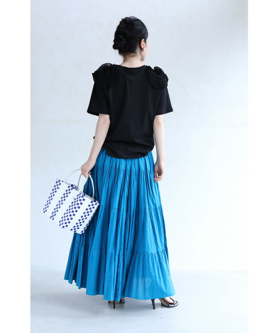 Pleated flowered T-shirt top