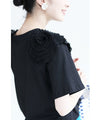 Pleated flowered T-shirt top