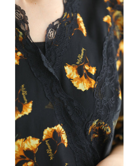 花舞うレースデコレーションのベールミディアムワンピース