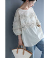 Flowing, fluttering tulle and lace blouse top