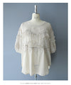 Flowing, fluttering tulle and lace blouse top