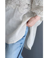 Flowing, fluttering tulle and lace blouse top