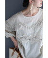 Flowing, fluttering tulle and lace blouse top