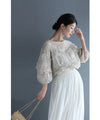 Flowing, fluttering tulle and lace blouse top