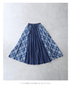 Check pattern denim long skirt