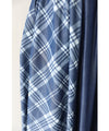 Check pattern denim long skirt
