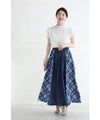 Check pattern denim long skirt