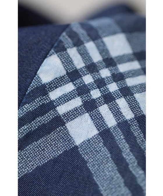 Check pattern denim long skirt