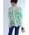 Botanical art tiered frill blouse top