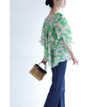 Botanical art tiered frill blouse top