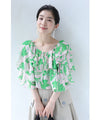 Botanical art tiered frill blouse top