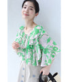 Botanical art tiered frill blouse top