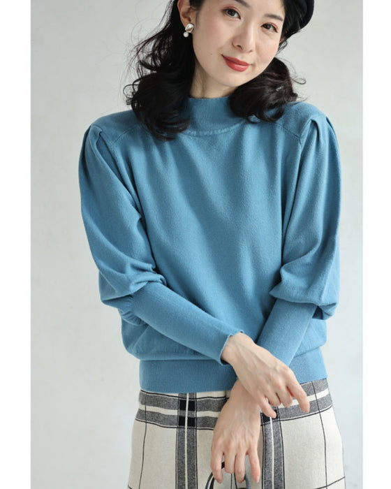 Soft and comfortable puff sleeve knit pullover top