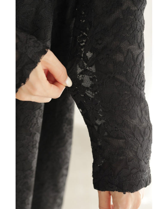 Can also be worn as a cover-up. An elegant mid-length all-lace dress