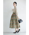 【セール商品返品交換不可】春を告げるフラワープリントギャザーミディアムスカート