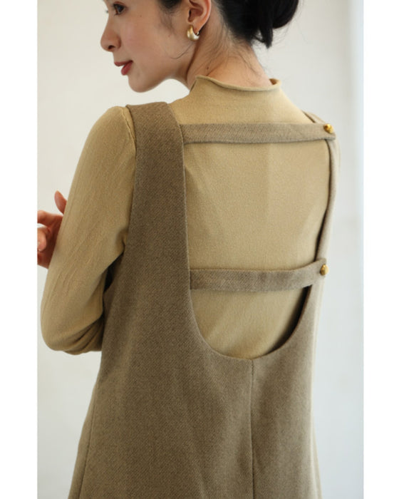 スクエアネックワンピースとカットソーとベルトの3点セット