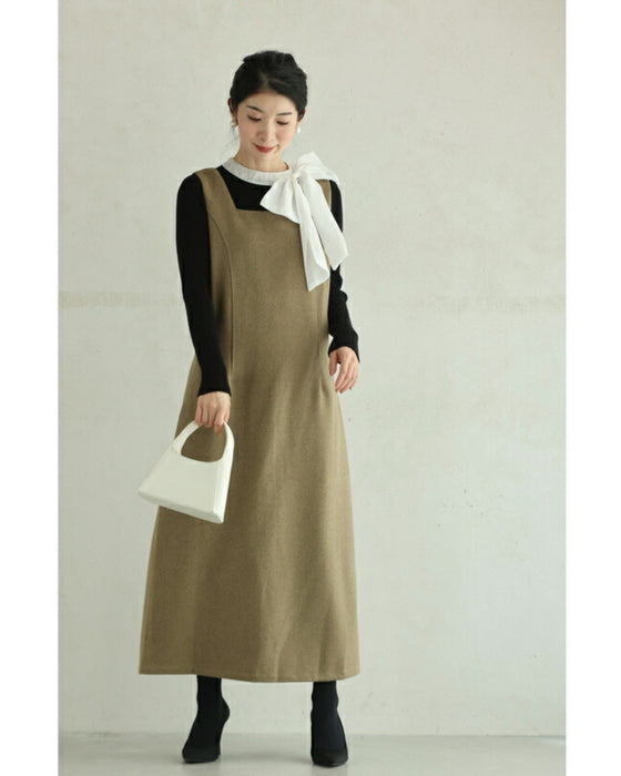 スクエアネックワンピースとカットソーとベルトの3点セット