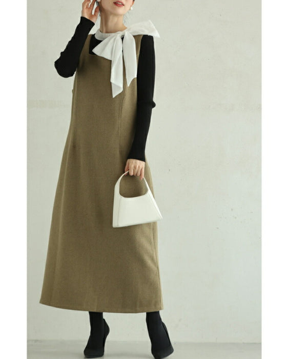 スクエアネックワンピースとカットソーとベルトの3点セット