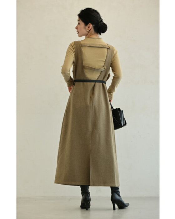 スクエアネックワンピースとカットソーとベルトの3点セット