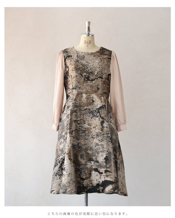 Jacquard-style A-line dress with foil art design
