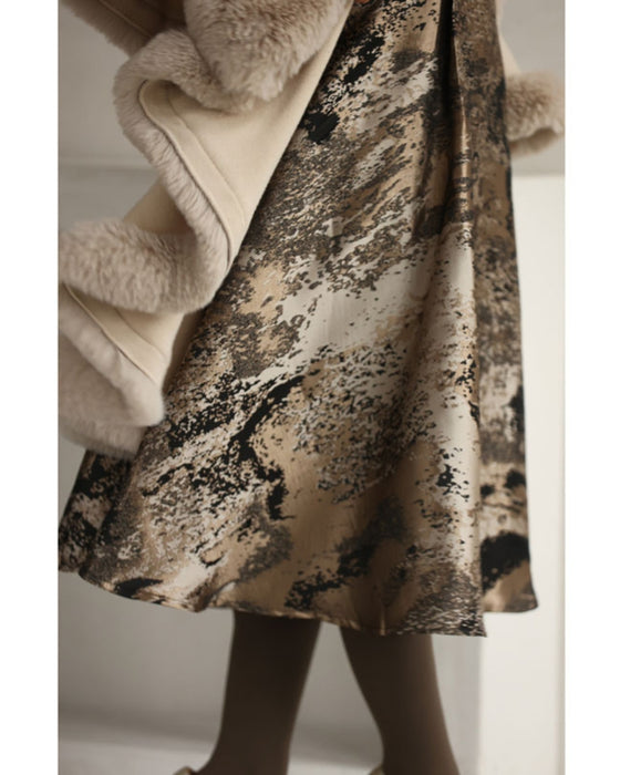 Jacquard-style A-line dress with foil art design