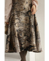 Jacquard-style A-line dress with foil art design