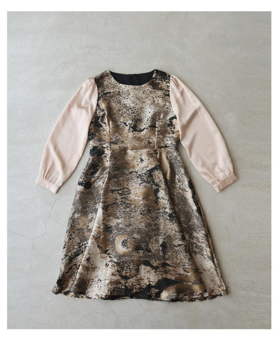 Jacquard-style A-line dress with foil art design