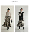 アーティスティックな花のティアードミディアムスカート