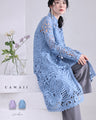 Ice lavender midi dress with cut-out lace (with ribbon belt)