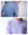 Ice lavender midi dress with cut-out lace (with ribbon belt)