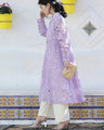 Ice lavender midi dress with cut-out lace (with ribbon belt)