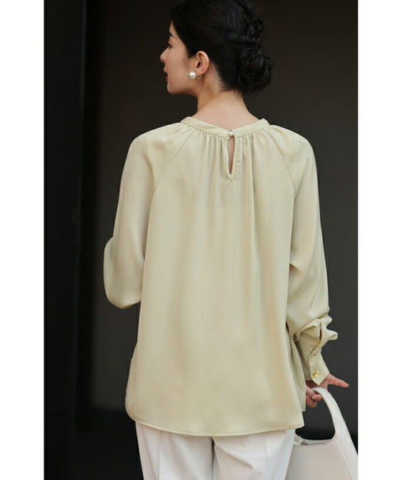 Glossy blouse top in soft spring colors